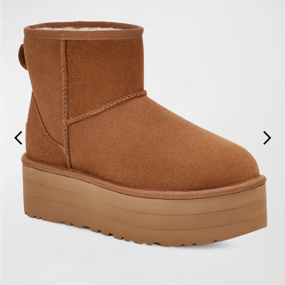 UGG Classic Mini Platform Booties in Chestnut (Size 8)